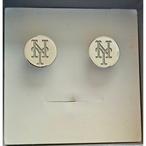 New York Mets Sterling Silver Cufflinks MLB Baseball Logo Silver 925 Round